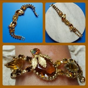 Vintage Rhinestone Bejeweled Deco Bracelet